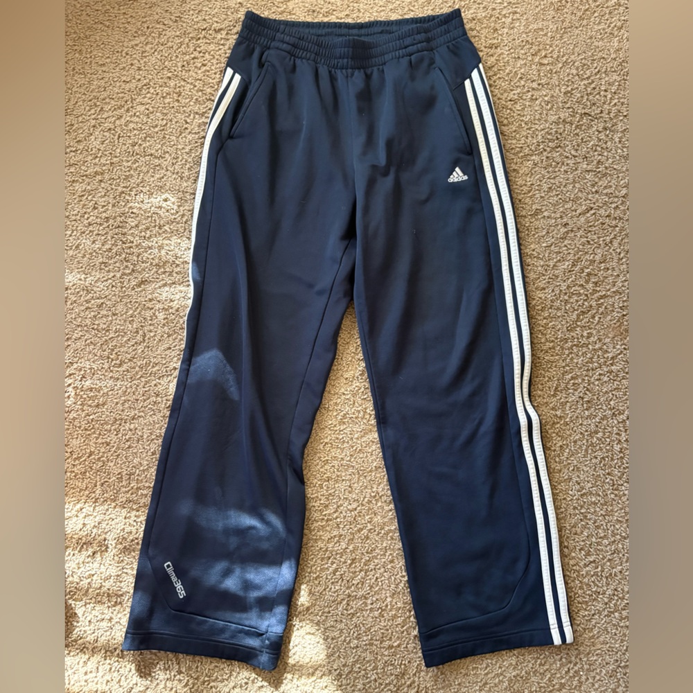 adidas Navy Blue Track Pants with White Stripes